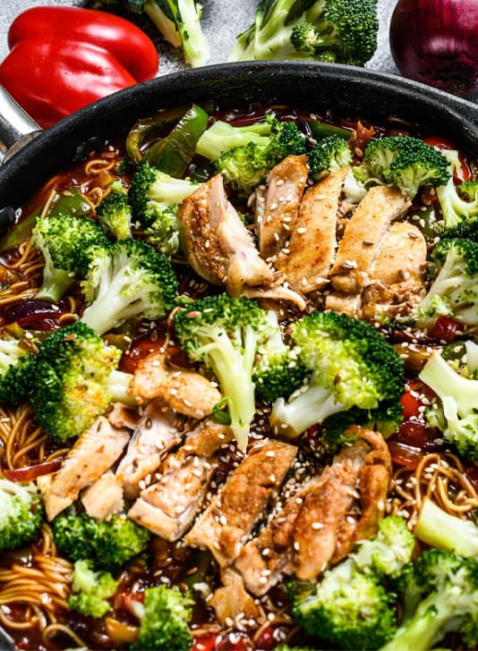 Noodles with Peanut Sauce and Baked Garlic Chili Tofu Recipe