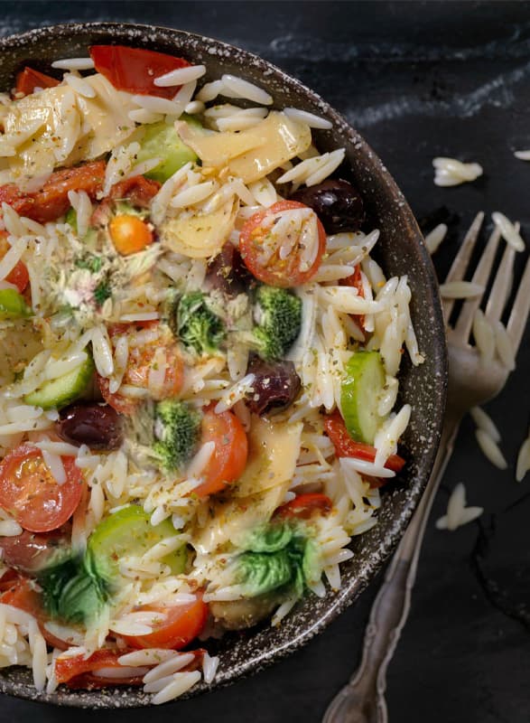 Orzo Salad with Vegan Honey Mustard Dressing Recipe