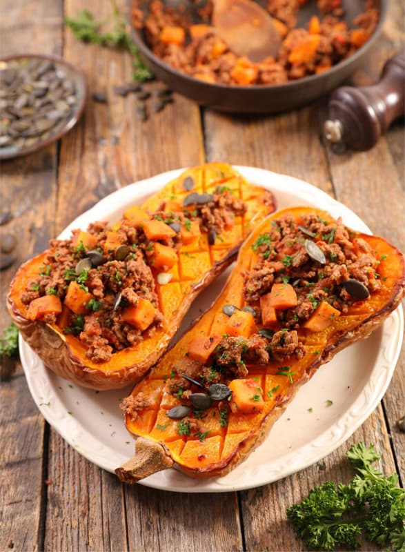 Roasted Butternut Squash with Feta and Spinach Recipe
