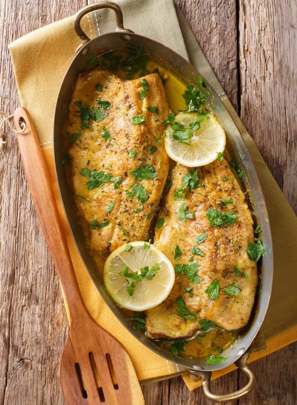 Trout with Garlic Lemon Butter Herb Sauce