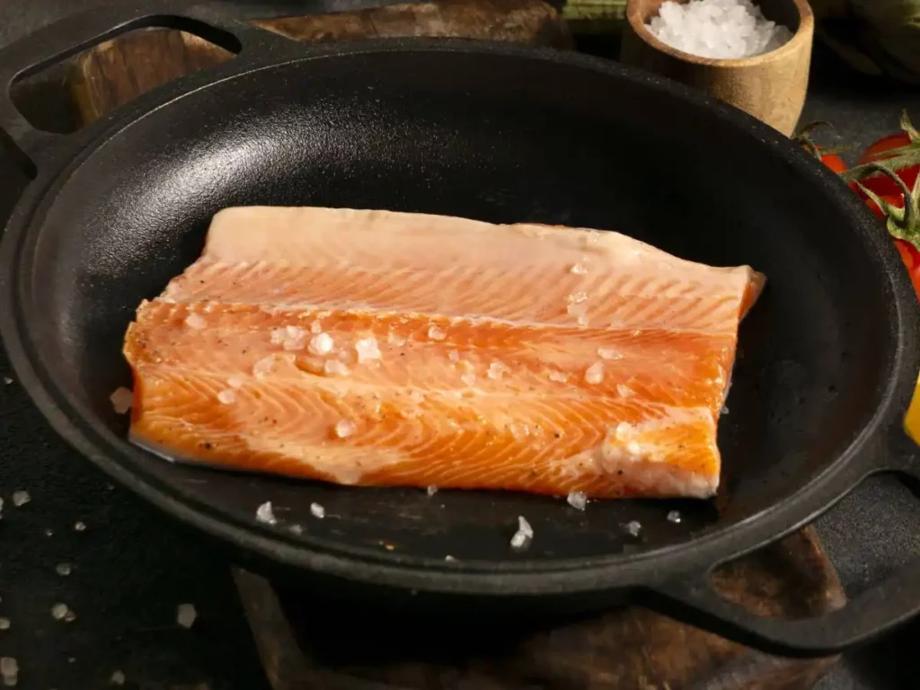 What temperature and length to cook salmon