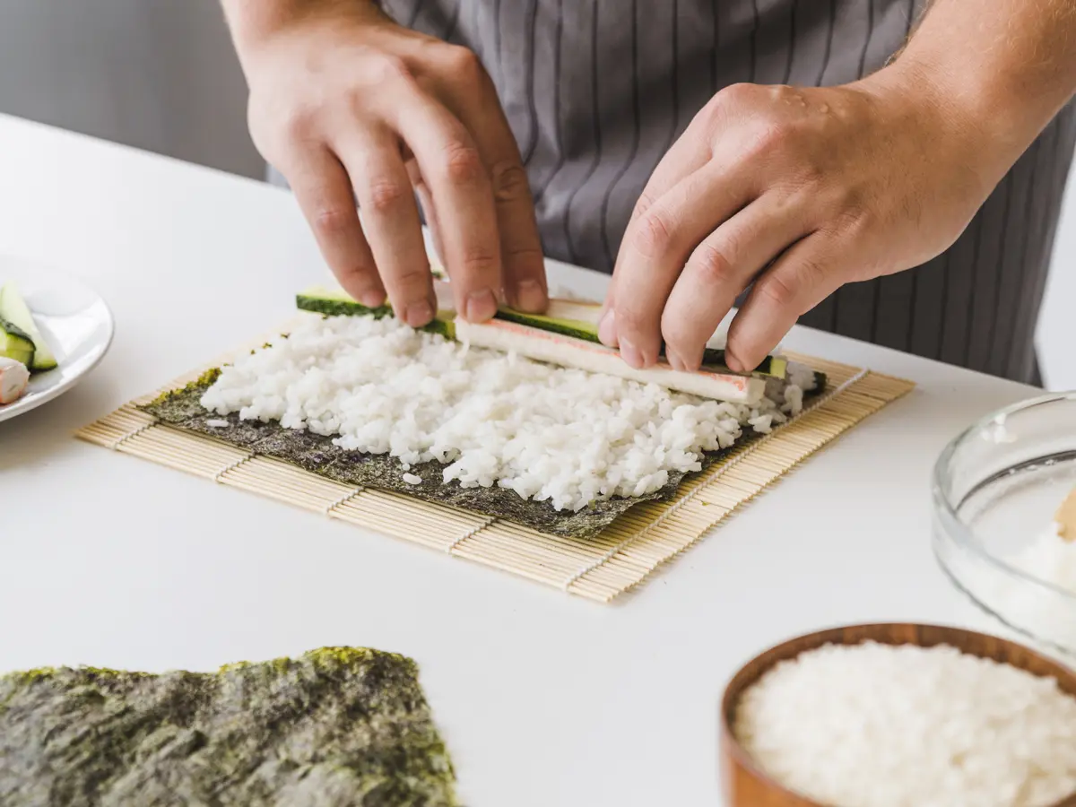 Salmon sushi bake