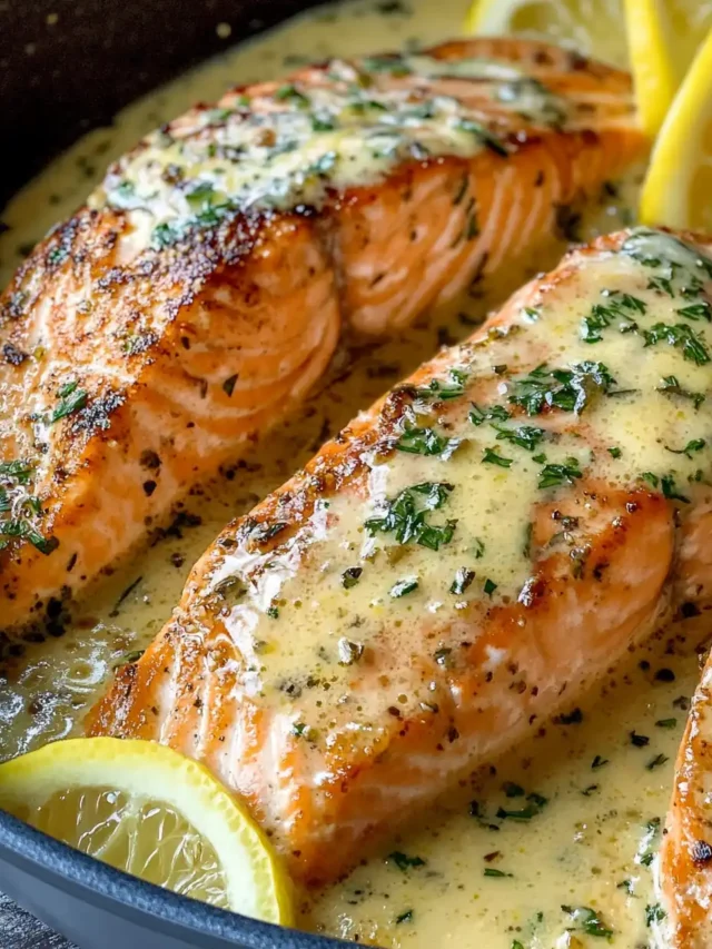 Baked Salmon with Lemon Butter Cream Sauce recipe