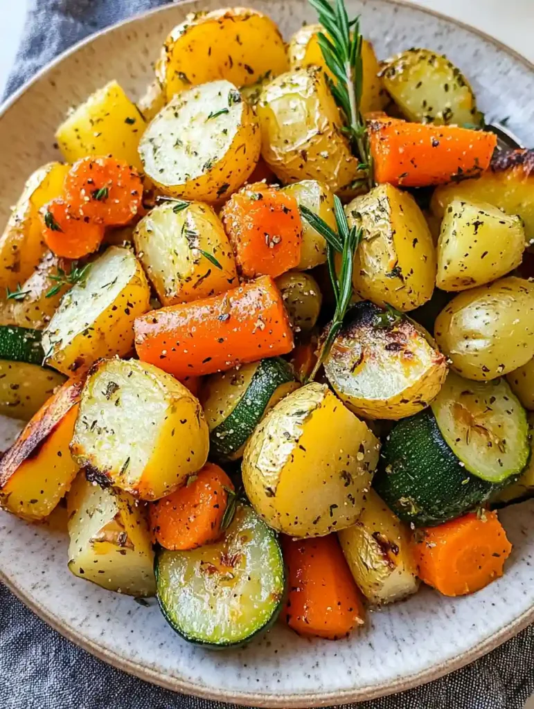 Garlic Herb Roasted Potatoes Carrots and Zucchini