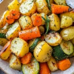 Garlic Herb Roasted Potatoes Carrots and Zucchini recipe