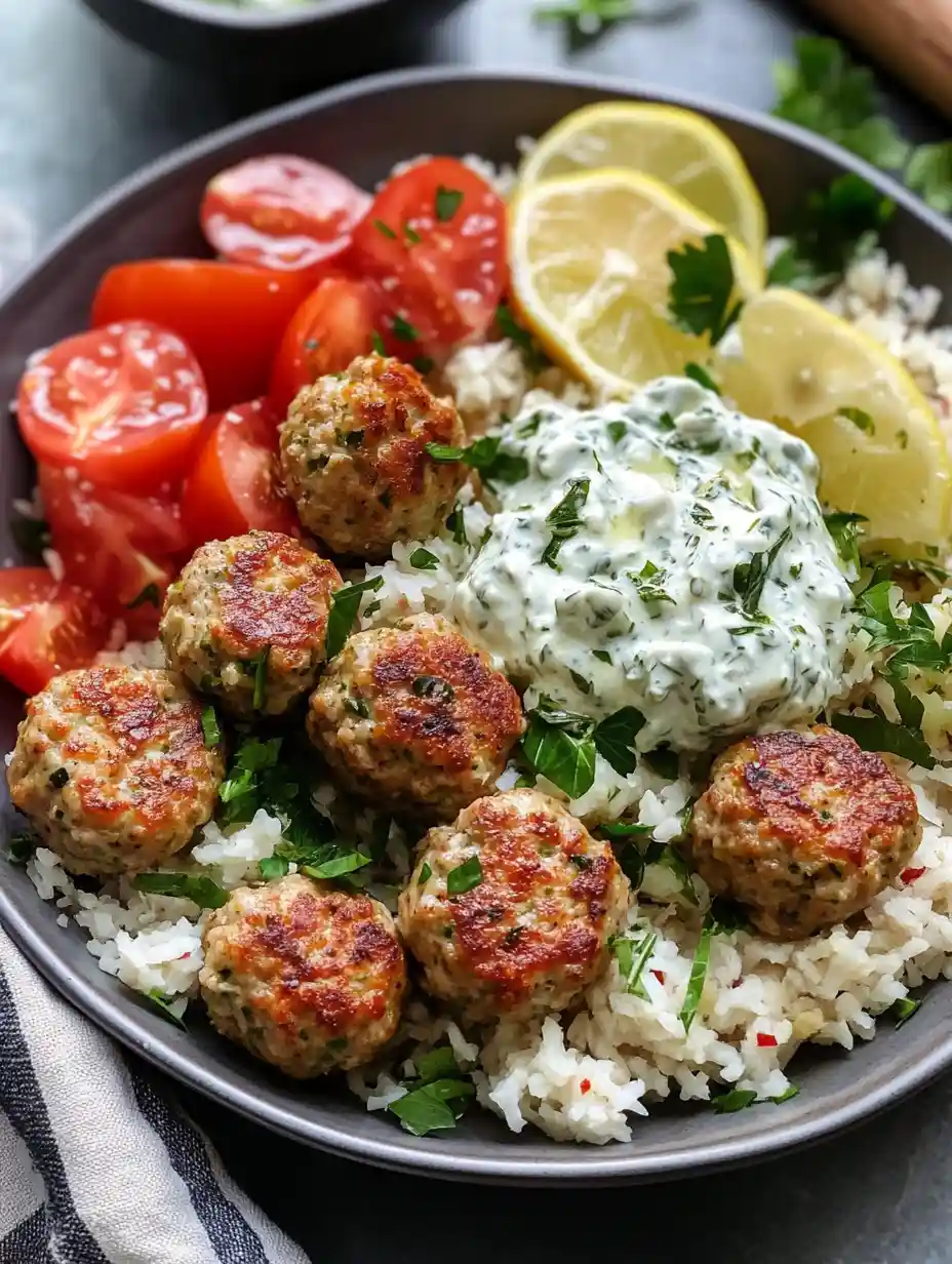 Greek Turkey Meatballs with Tzatziki Sauce Recipe