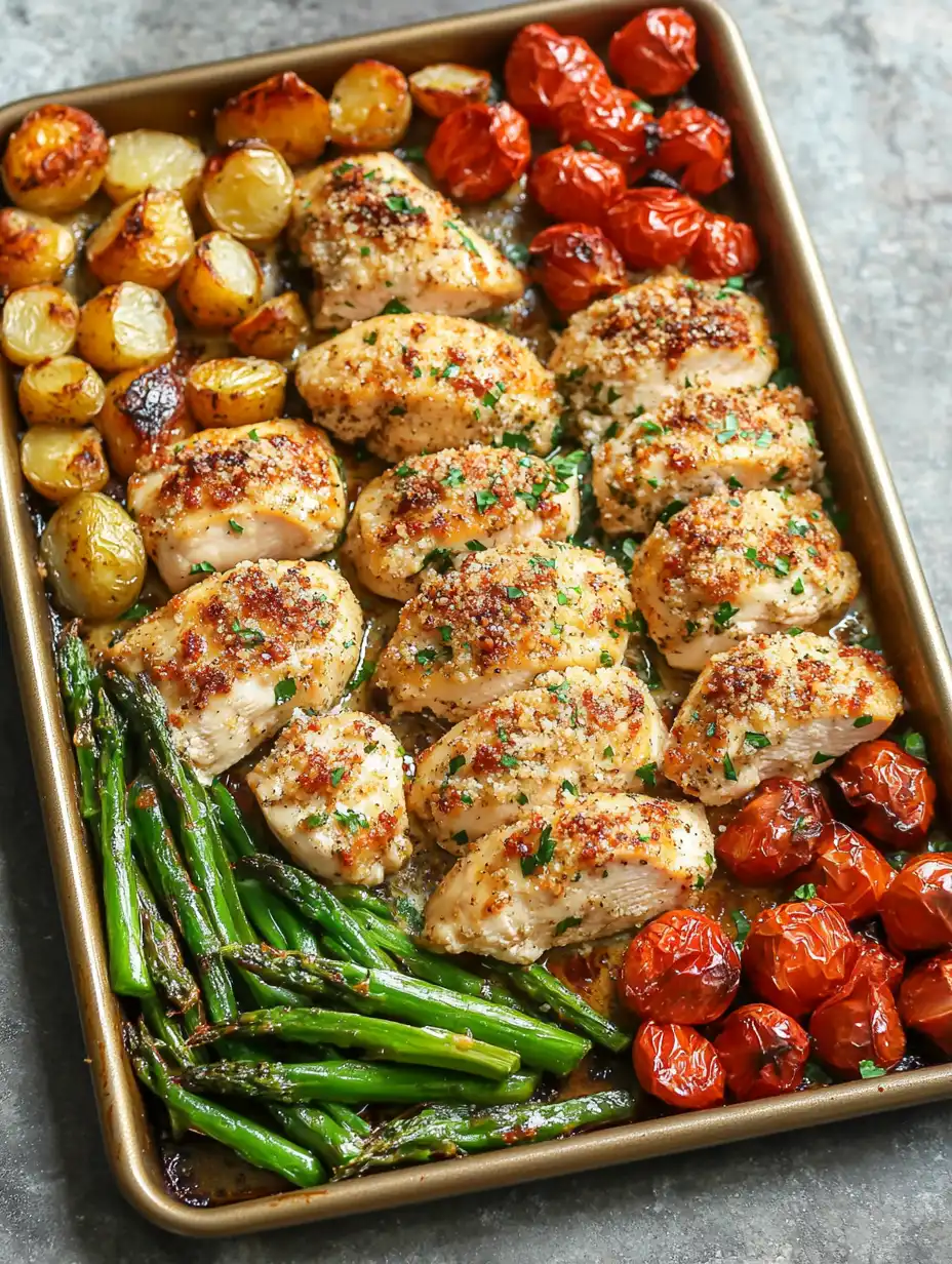 Parmesan Crusted Chicken Sheet Pan Dinner Recipe