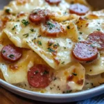 Crockpot Pierogi Casserole with Beef Sausage