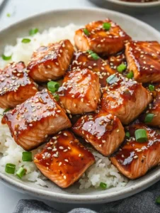 Honey Garlic Salmon Bites