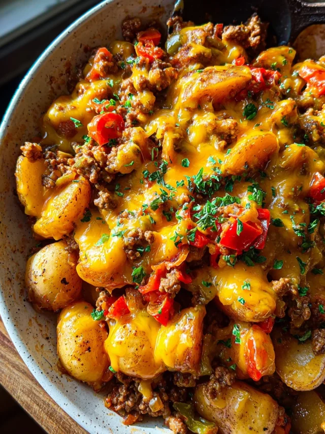 Cheesy One Pot Beef and Potatoes