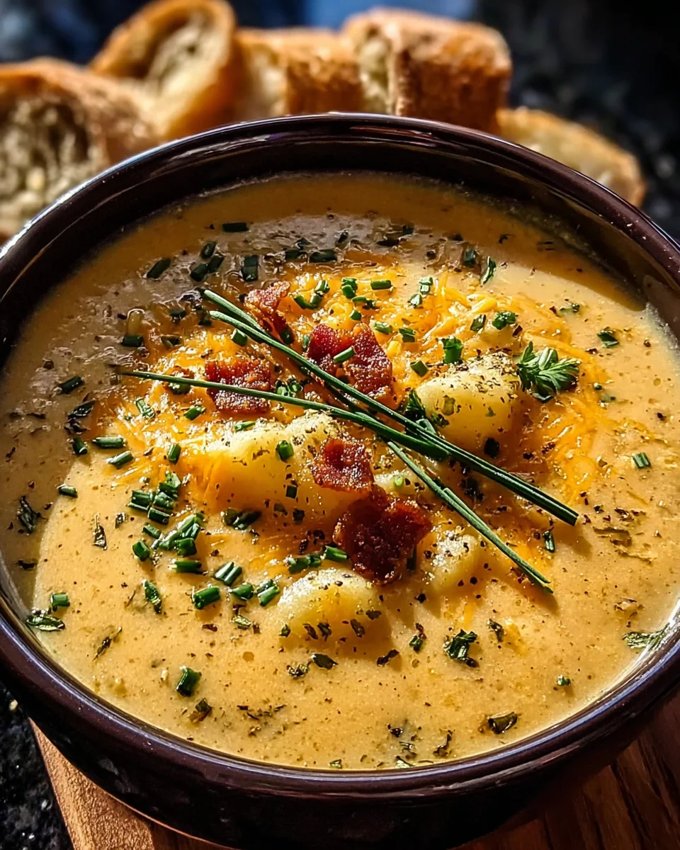 Hearty Cheddar Garlic Herb Potato Soup Recipe