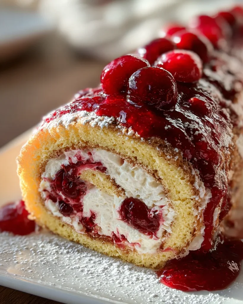 Heavenly Cherry Cheesecake Cake Roll Recipe