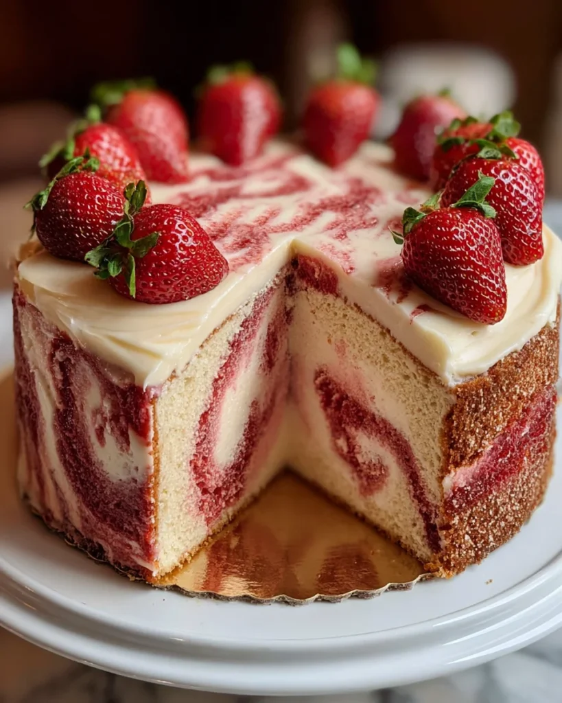 Indulgent Strawberry Cheesecake Pound Cake