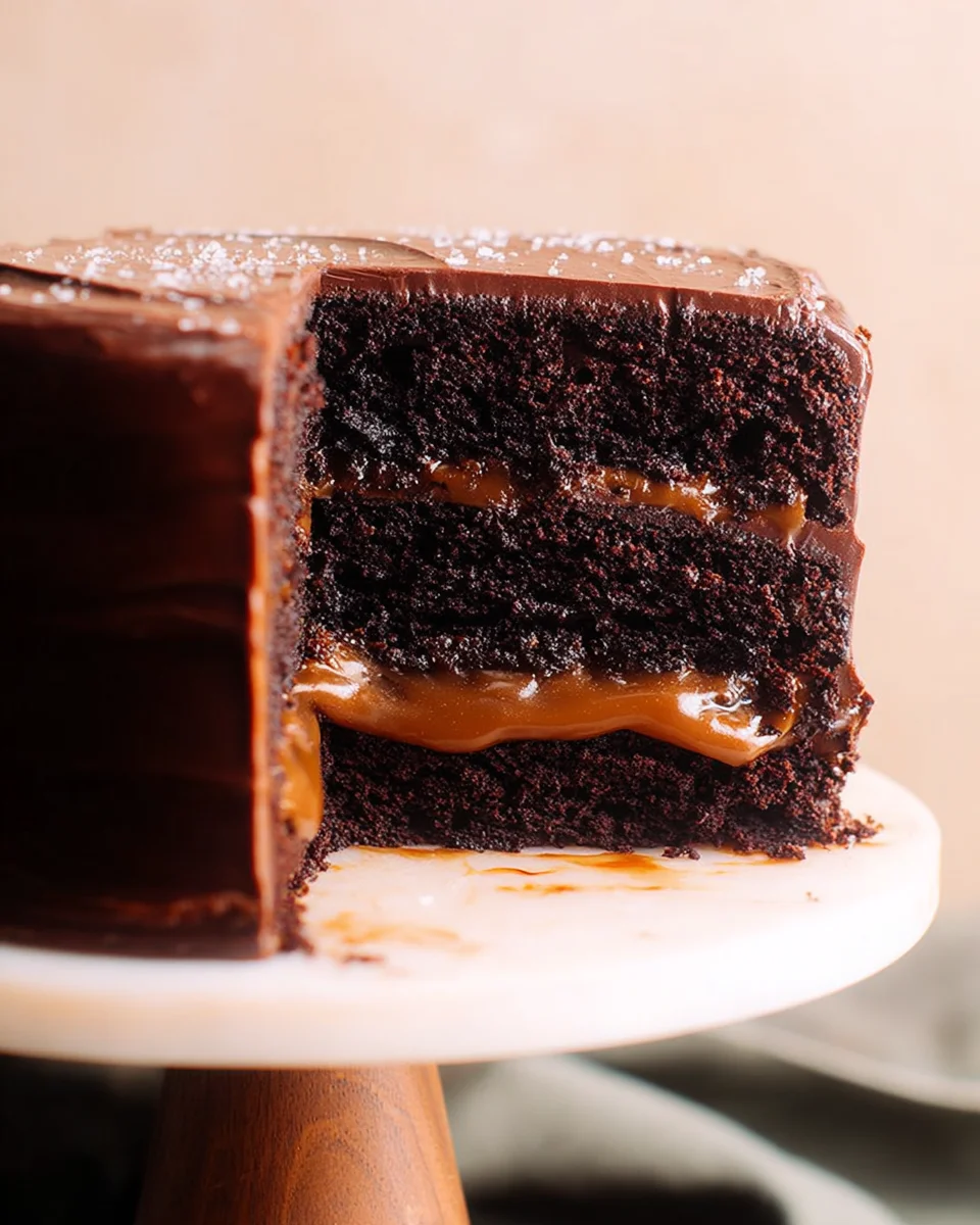 SALTED CARAMEL CHOCOLATE FUDGE CAKE RECIPE