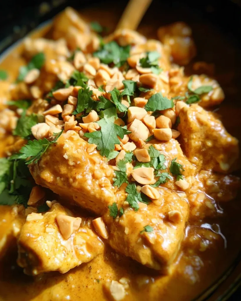 Slow Cooker Thai Peanut Chicken | Low Carb