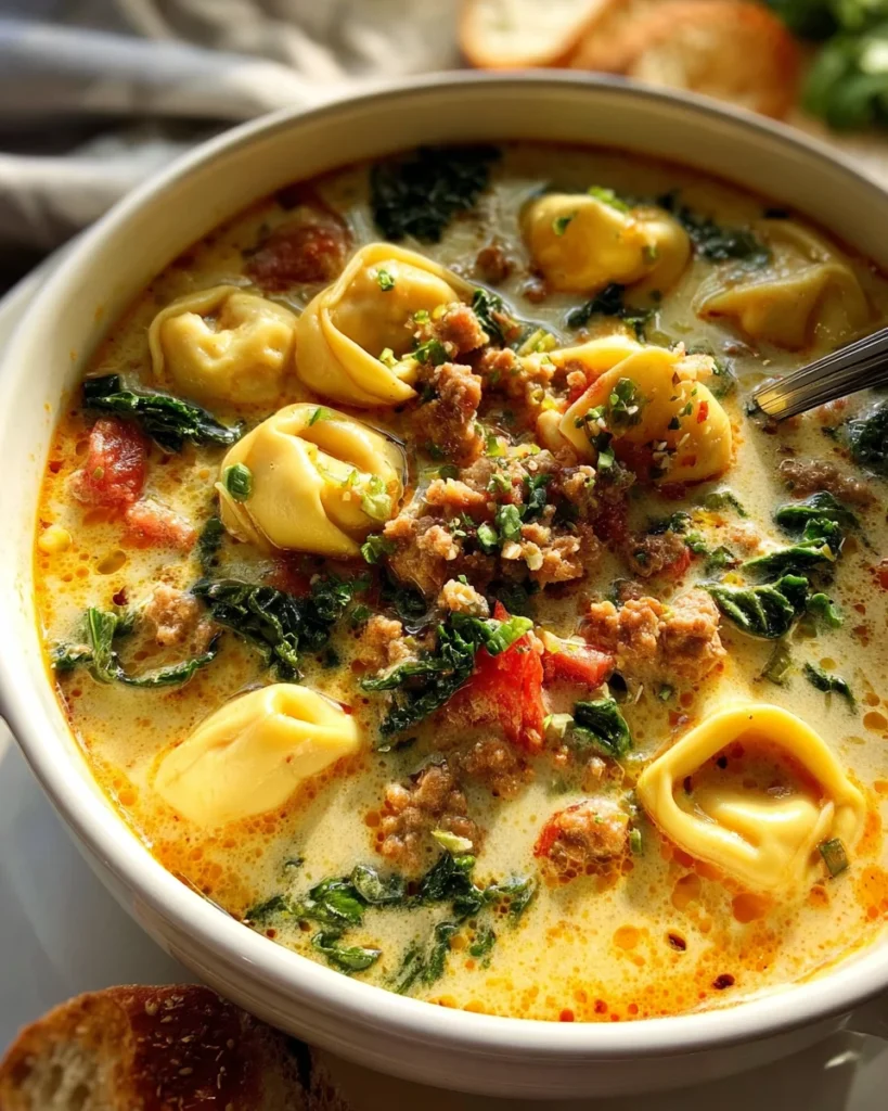 Spicy Sausage and Tortellini Soup