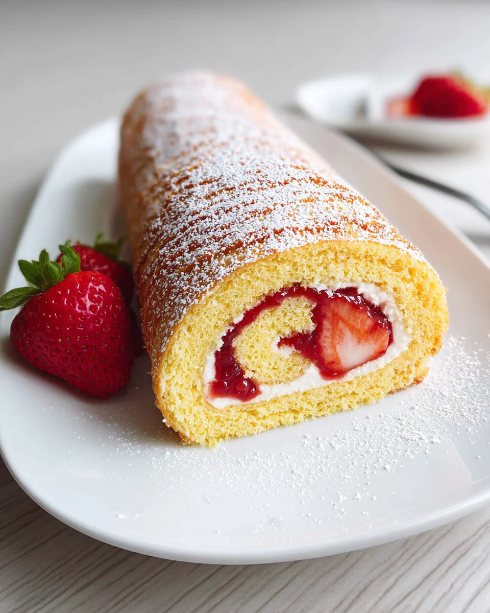 Strawberry Swiss Roll Cake