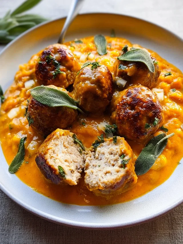 Turkey Meatballs in Pumpkin Sage Sauce