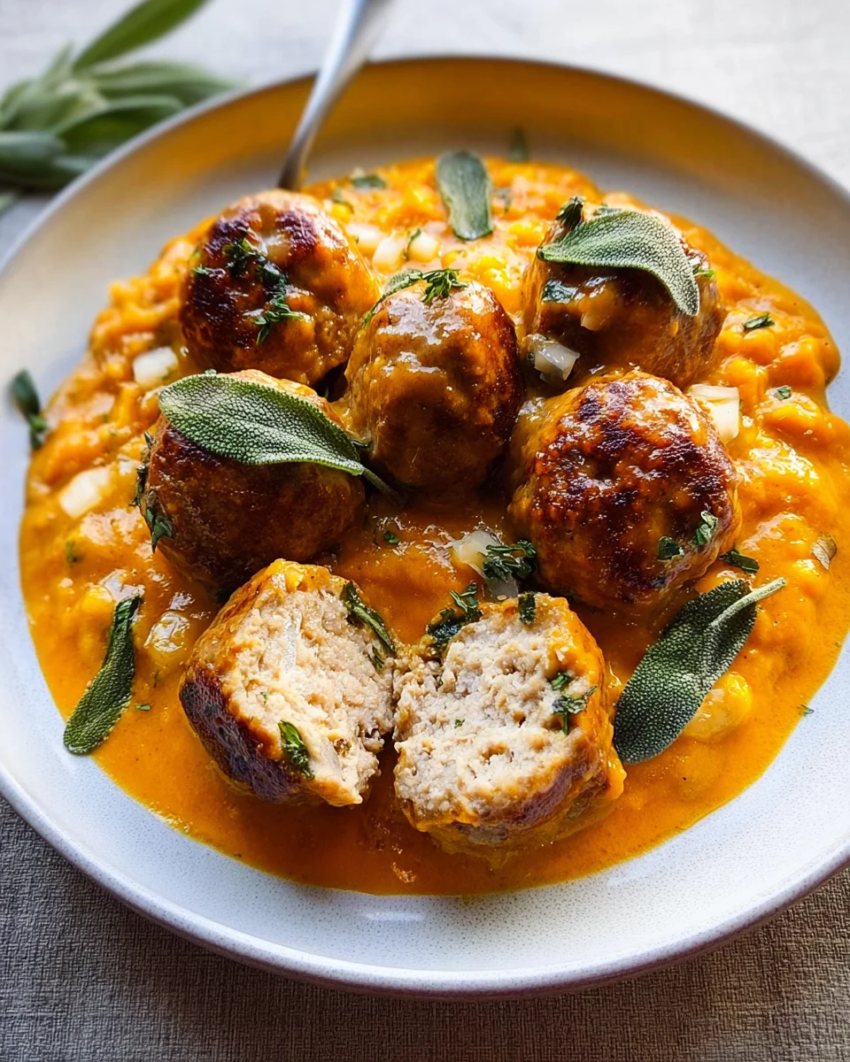 Turkey Meatballs in Pumpkin Sage Sauce