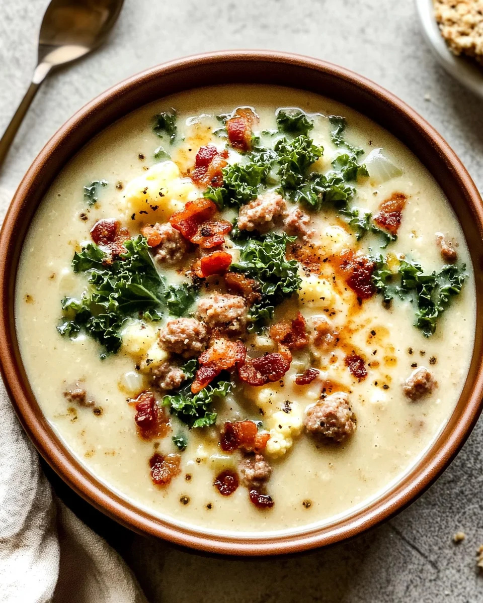 Cauliflower Sausage Kale Soup