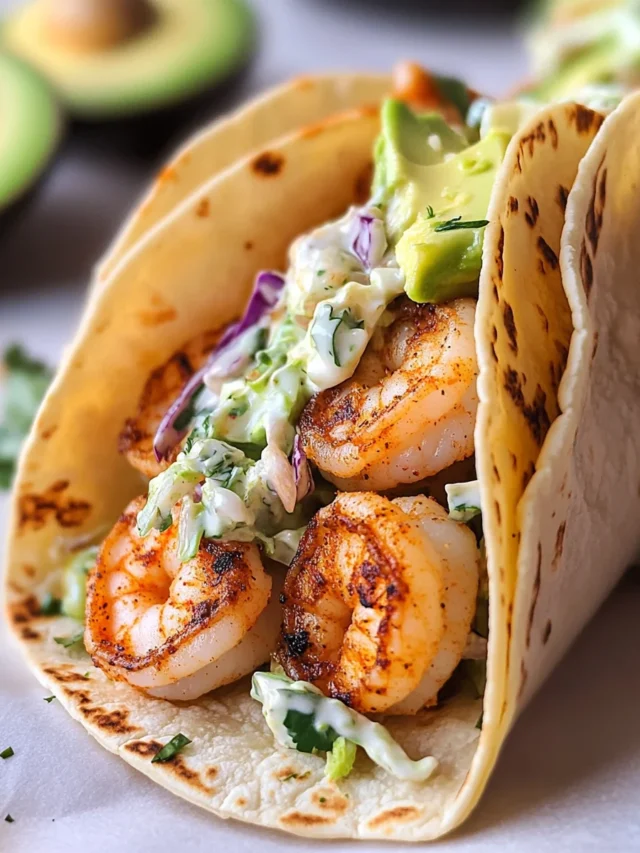 Cilantro Lime Shrimp Tacos with Creamy Slaw