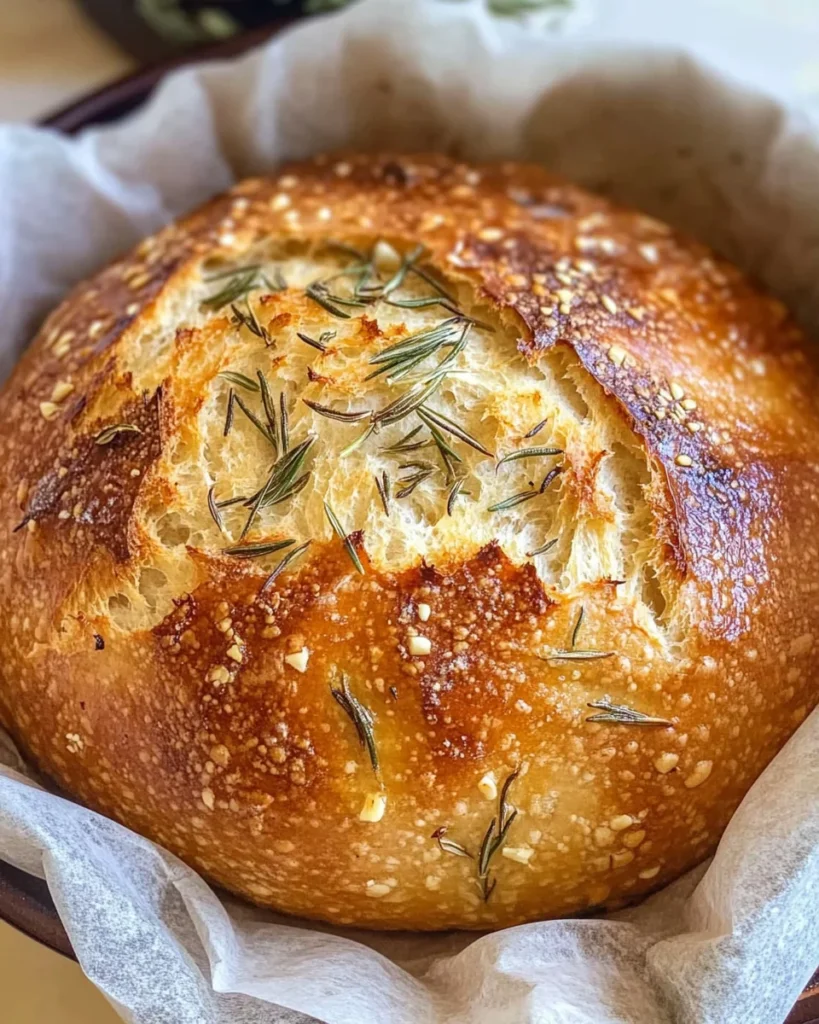 Dutch Oven Garlic Rosemary Bread
