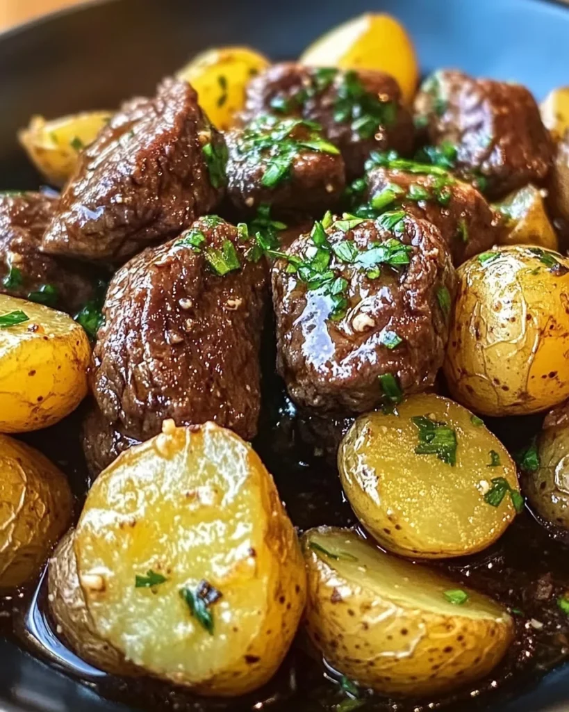 Garlic Butter Beef Bites with Potatoes