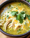 Green Chicken Enchilada Soup - Creamy and Cheesy!