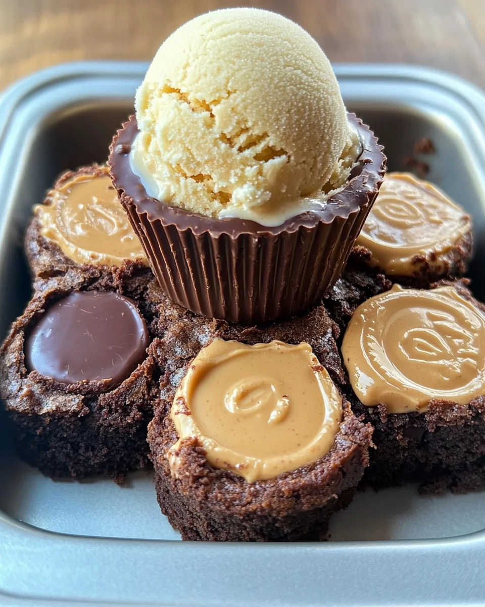 Peanut Butter Cup Stuffed Brookies