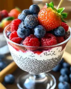 Chia Parfaits with Greek yogurt and summer berries