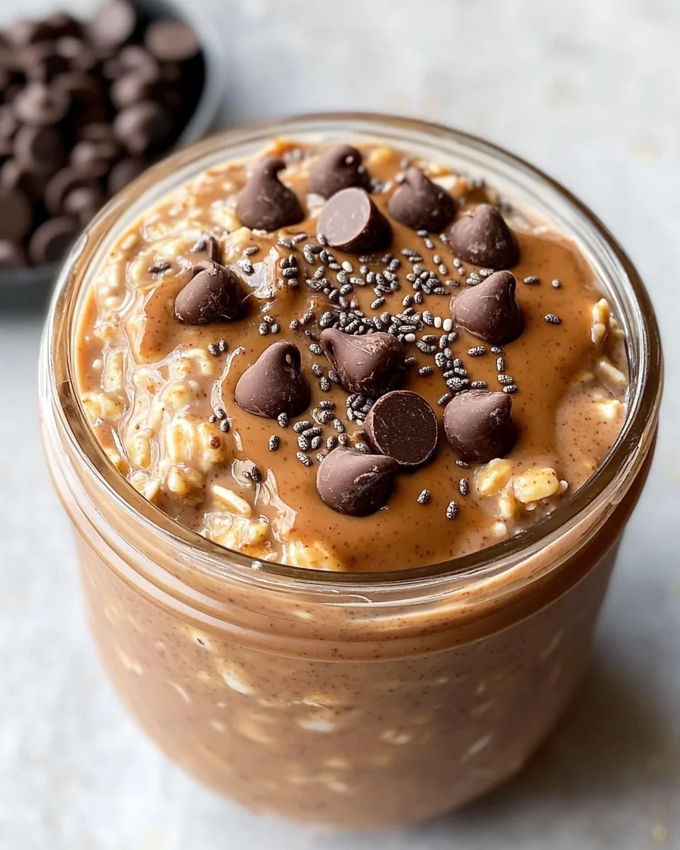 Chocolate Peanut Butter Protein Overnight Oats