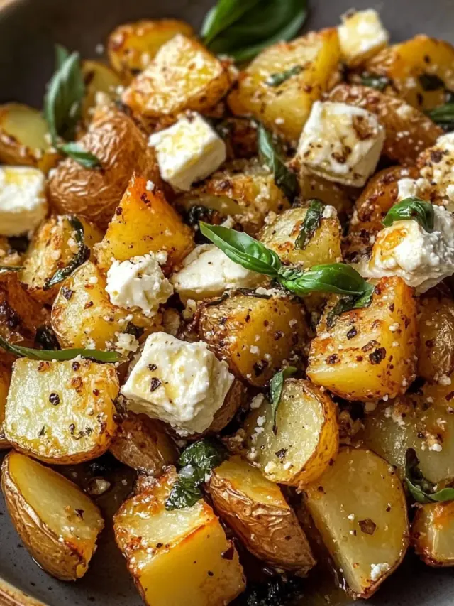 Roasted Potatoes with Baked Feta and Garlic