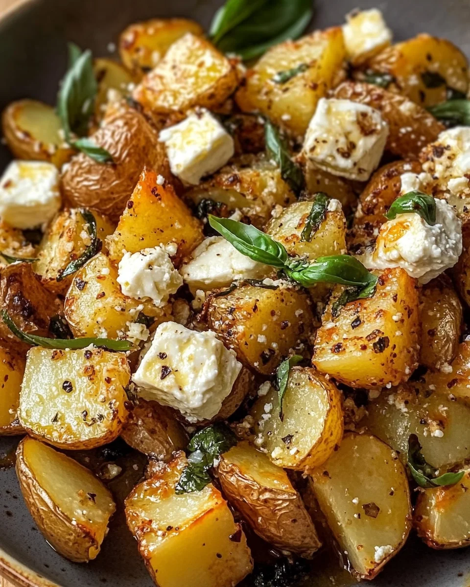 Roasted Potatoes with Baked Feta and Garlic