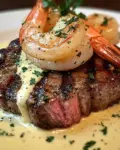 Surf and Turf with Creamy Garlic Sauce delights every bite!